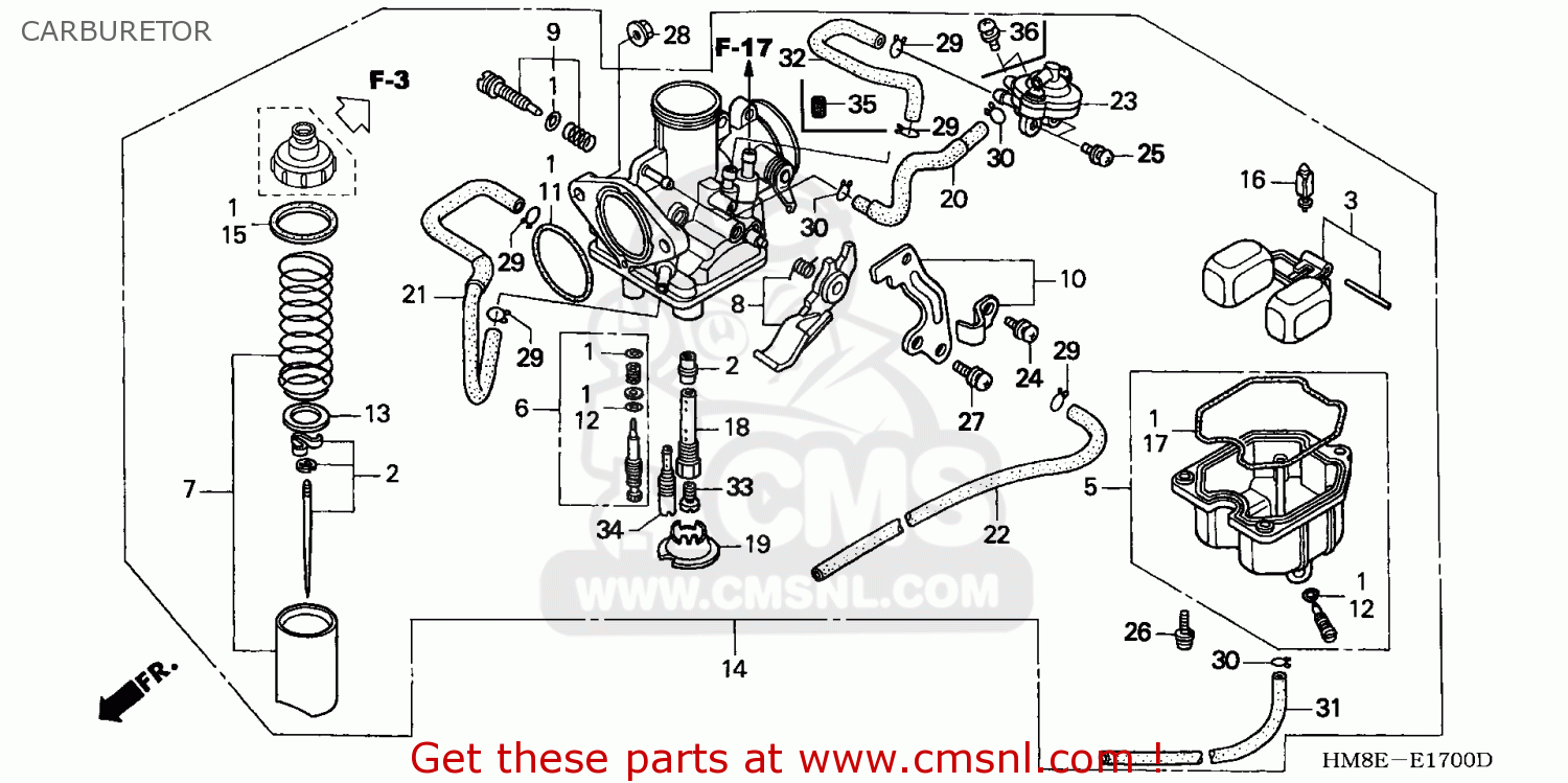 Honda TRX250TM FOURTRAX RECON 2003 (3) CANADA REF CARBURETOR - buy