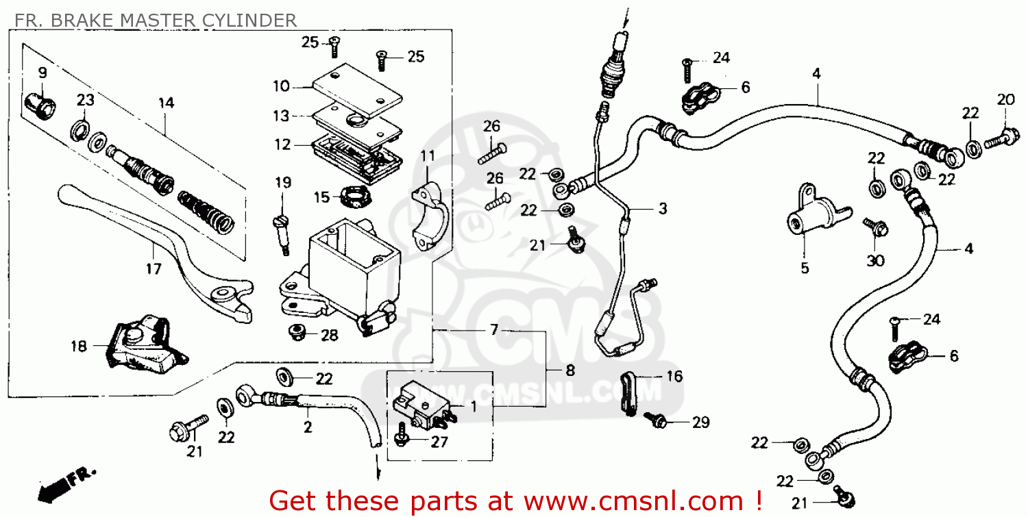 Honda TRX250X FOURTRAX 250X 1987 (H) USA FR. BRAKE MASTER CYLINDER ...