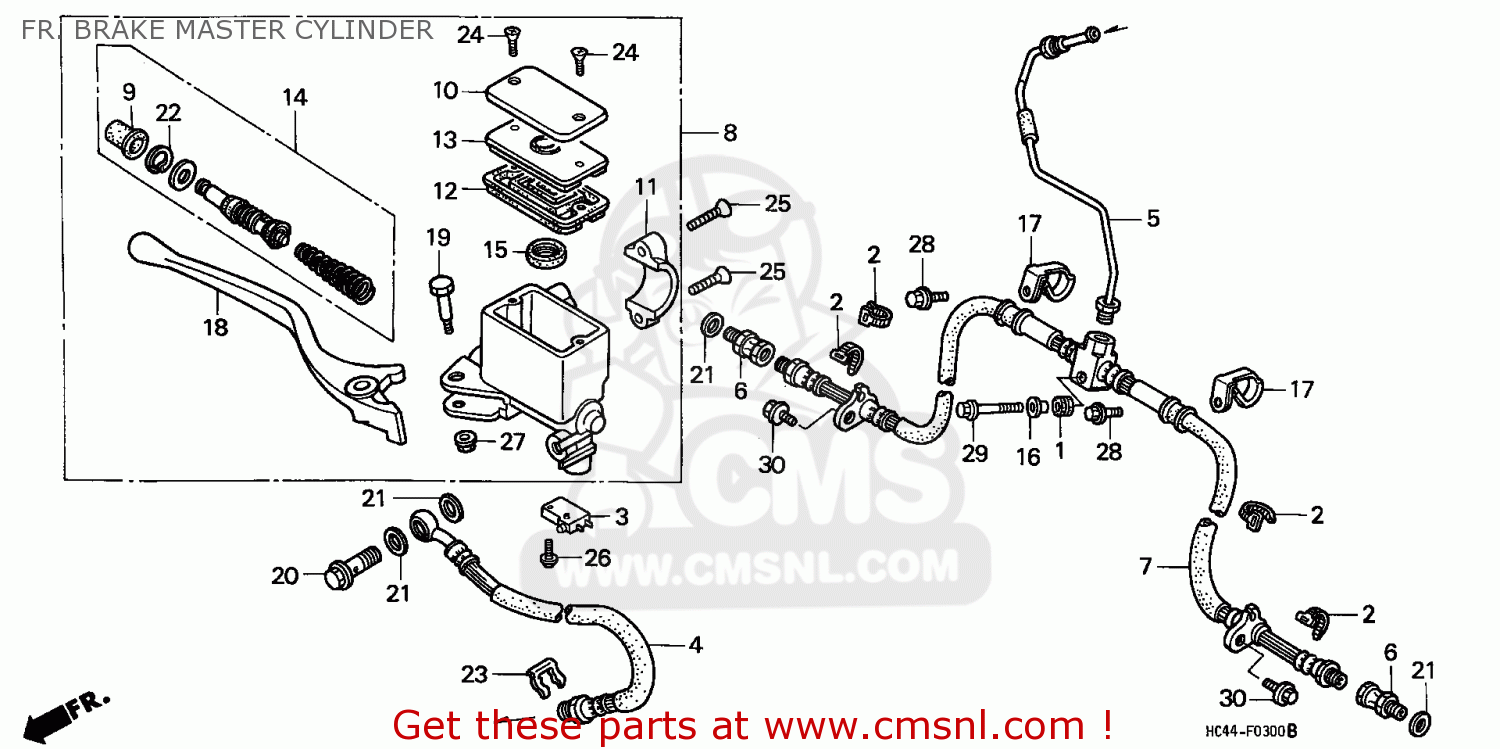 Honda TRX300 FOURTRAX 1988 (J) USA FR. BRAKE MASTER CYLINDER buy FR