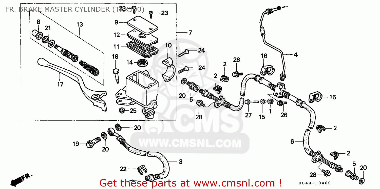 Honda TRX300 FOURTRAX 1991 (M) CANADA FR. BRAKE MASTER CYLINDER (TRX300 ...