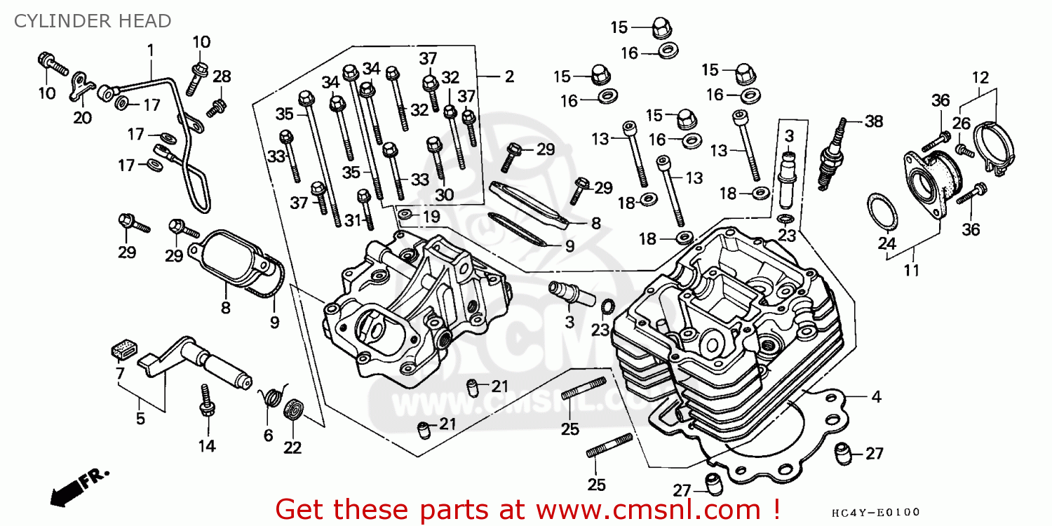 Honda TRX300 FOURTRAX 1992 (N) CANADA CYLINDER HEAD - buy CYLINDER HEAD ...