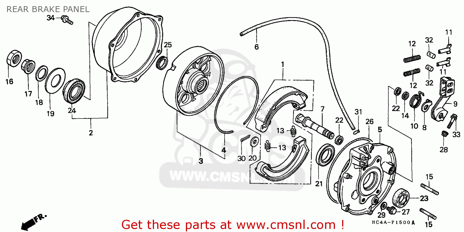 Honda TRX300 FOURTRAX 1994 (R) USA REAR BRAKE PANEL - buy REAR BRAKE