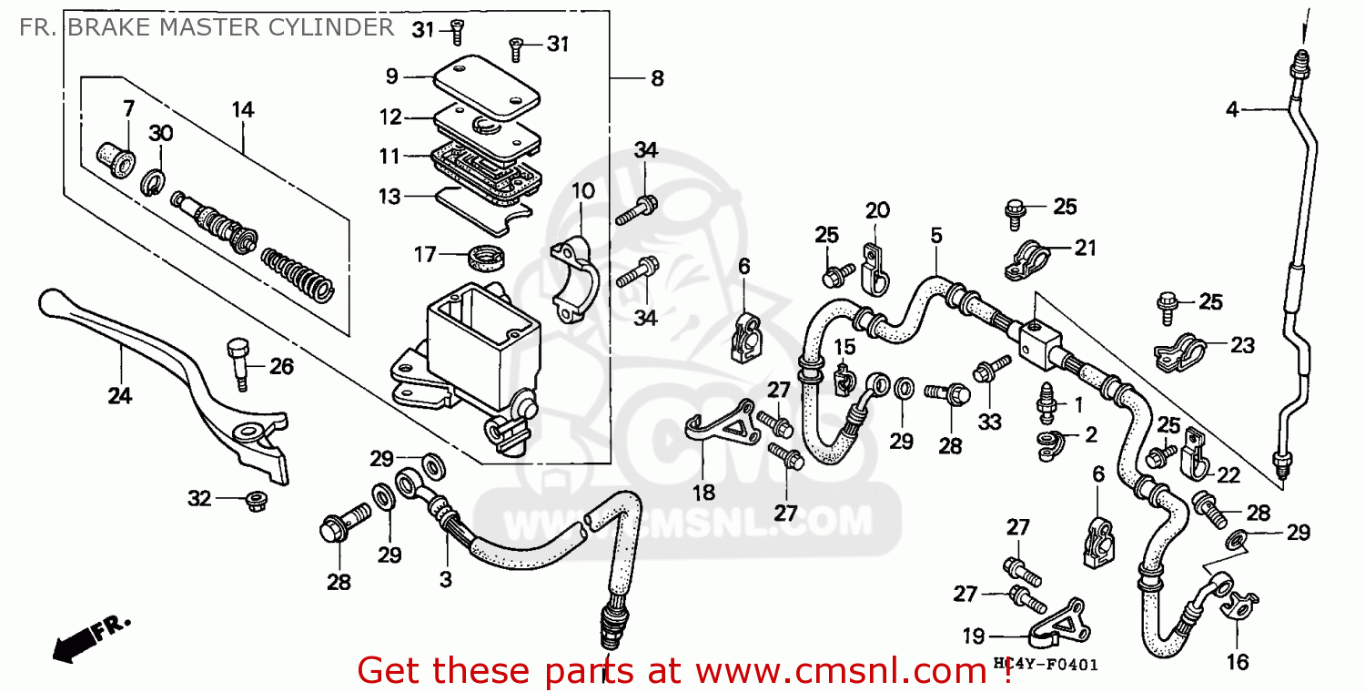 Honda TRX300 FOURTRAX 1995 (S) AUSTRALIA FR. BRAKE MASTER CYLINDER
