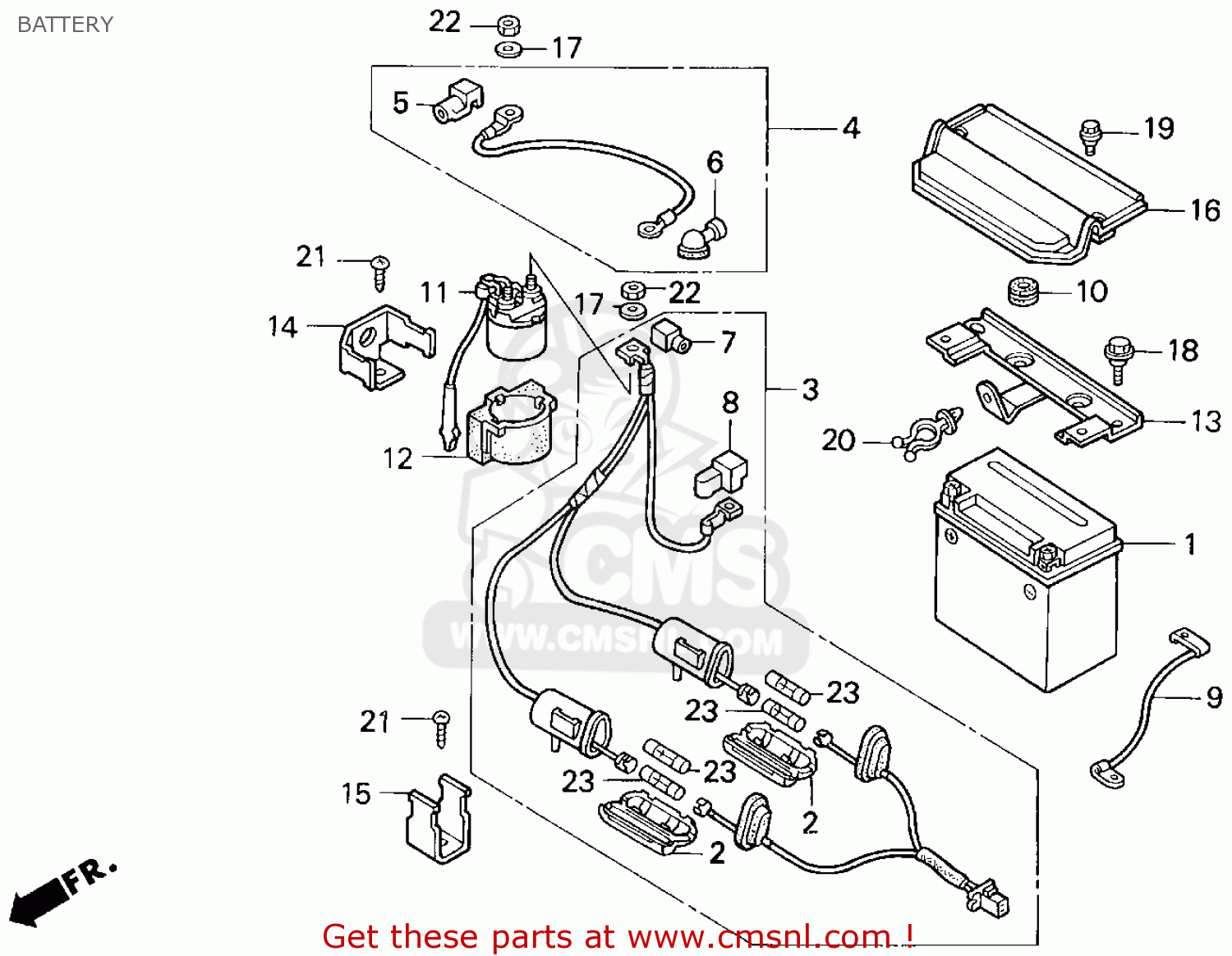 Honda TRX300 FOURTRAX 300 1993 (P) USA BATTERY - buy ... for atv winch wiring diagram 