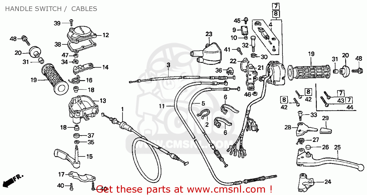 Honda TRX300 FOURTRAX 300 1996 (T) USA HANDLE SWITCH / CABLES - buy