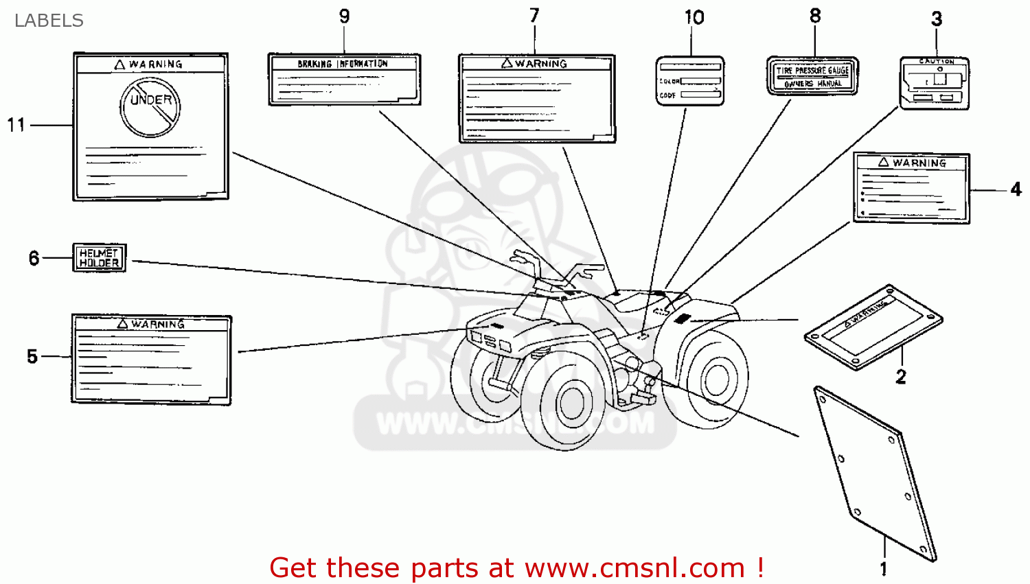 Honda TRX300 FOURTRAX 300 1997 (V) USA LABELS - buy LABELS spares online