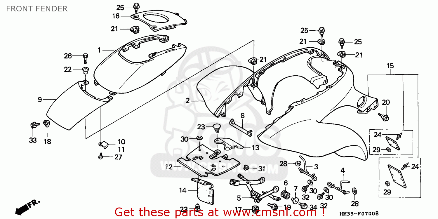 Honda TRX300EX FOURTRAX 1996 (T) CANADA FRONT FENDER buy FRONT FENDER
