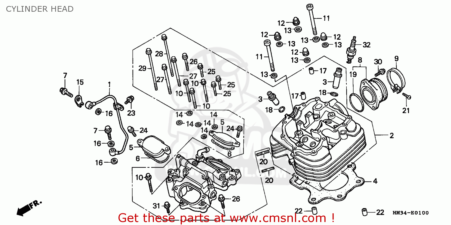 Honda TRX300EX FOURTRAX 1996 (T) USA CYLINDER HEAD - buy CYLINDER HEAD ...