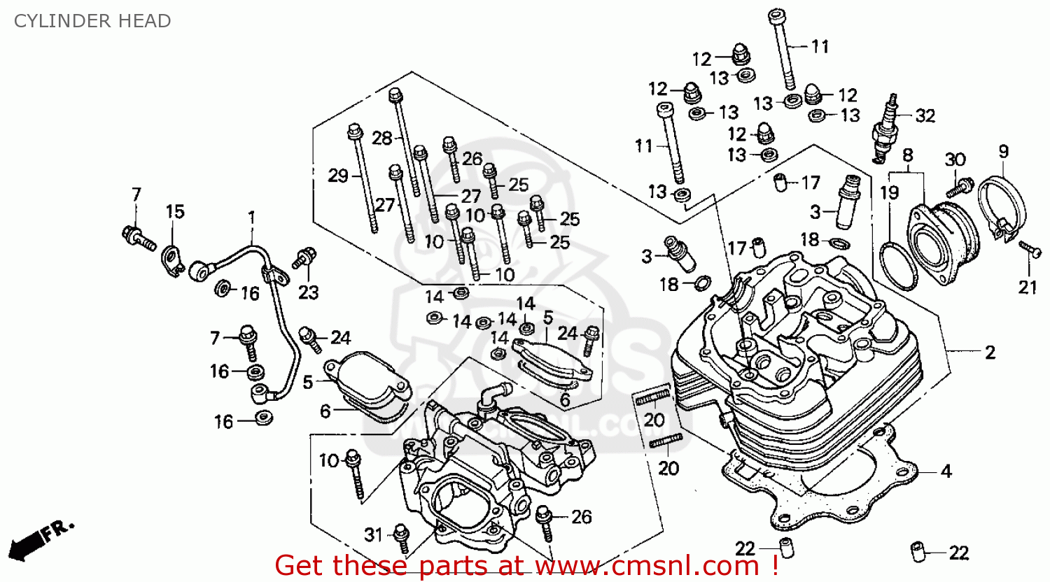 Honda Trx300ex Fourtrax 300ex 1993 Usa Cylinder Head ... 200x engine diagram 