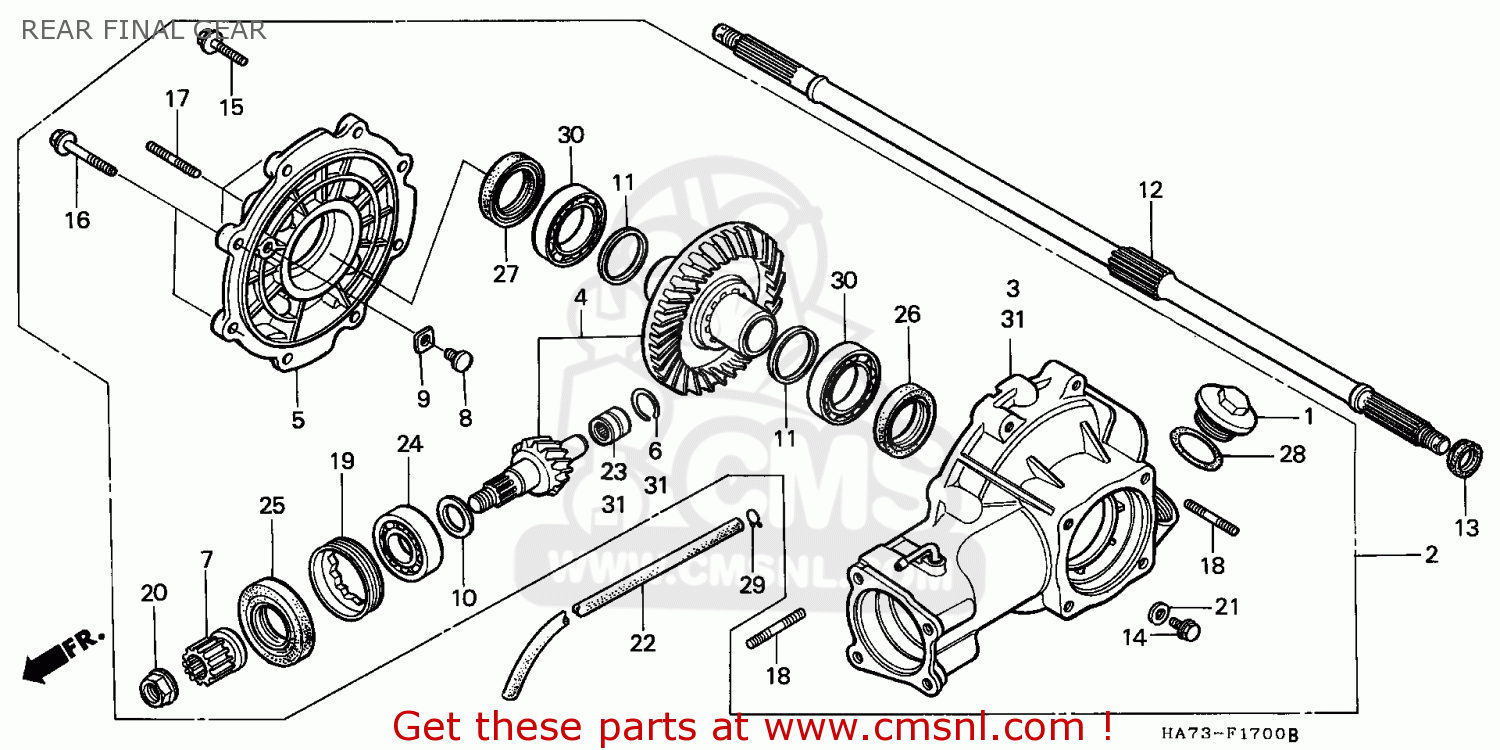 Honda Trx350 Fourtrax 1987 (h) Canada Mk Rear Final Gear - schematic
