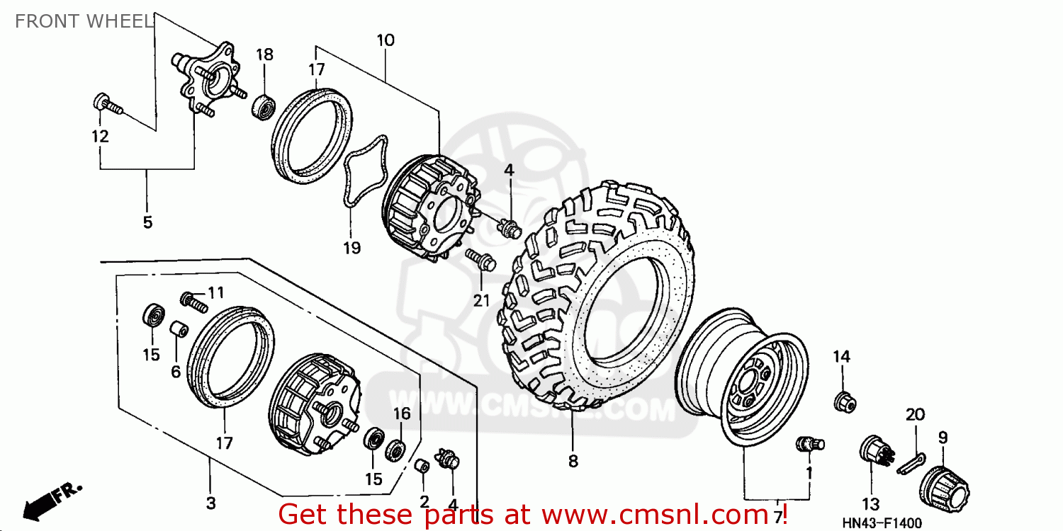 Honda TRX350FE FOURTRAX 2000 (Y) USA FRONT WHEEL - buy FRONT WHEEL ...