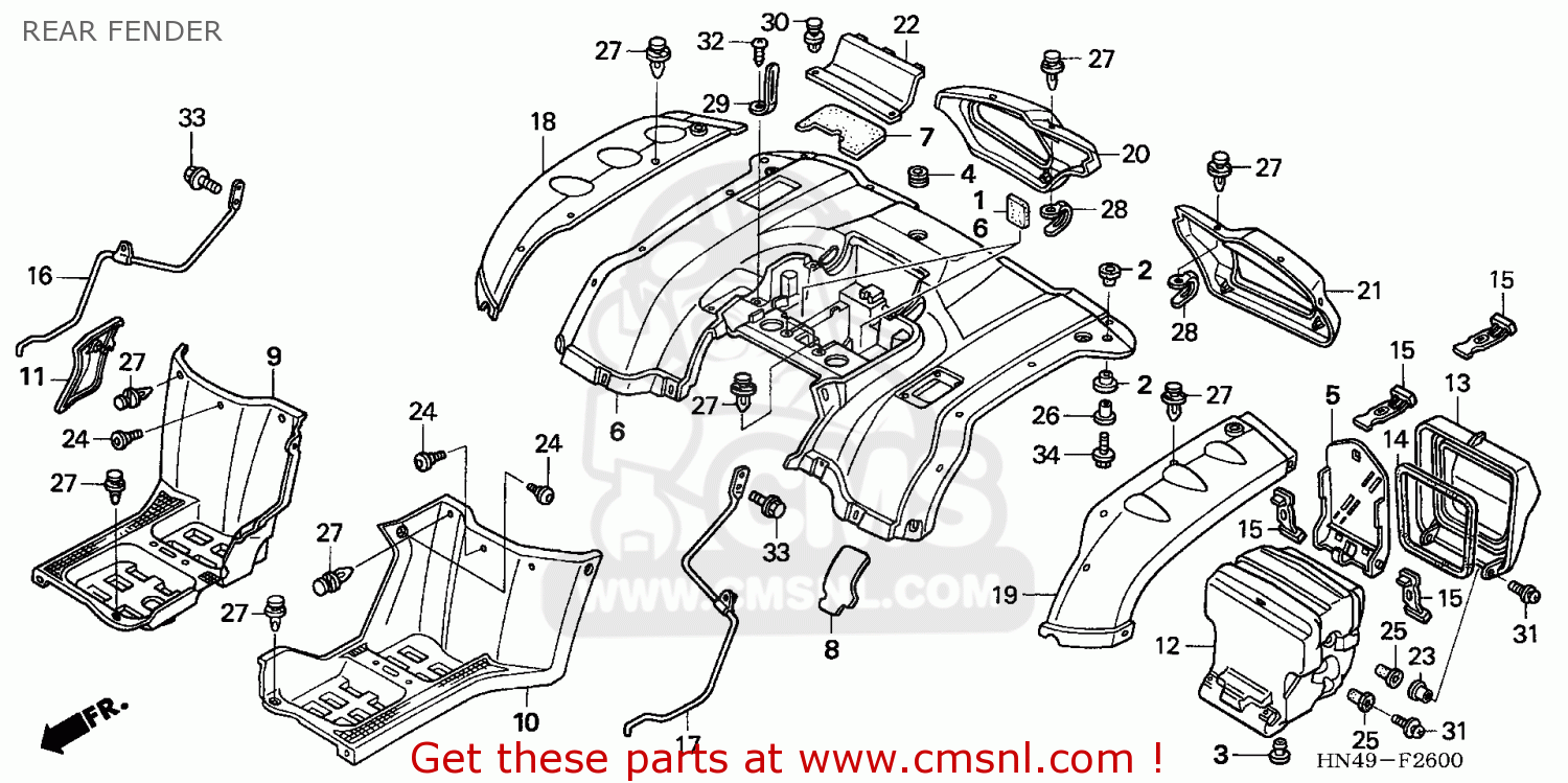 Honda TRX350FM FOURTRAX 2006 (6) AUSTRALIA REAR FENDER - buy REAR ...