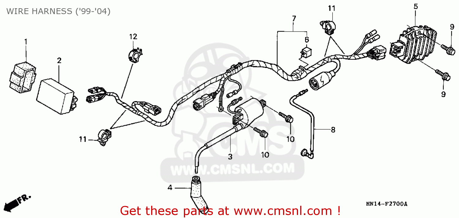 Honda TRX400EX FOURTRAX 400 EX 1999 (X) USA WIRE HARNESS ... honda trx400ex starter wiring 