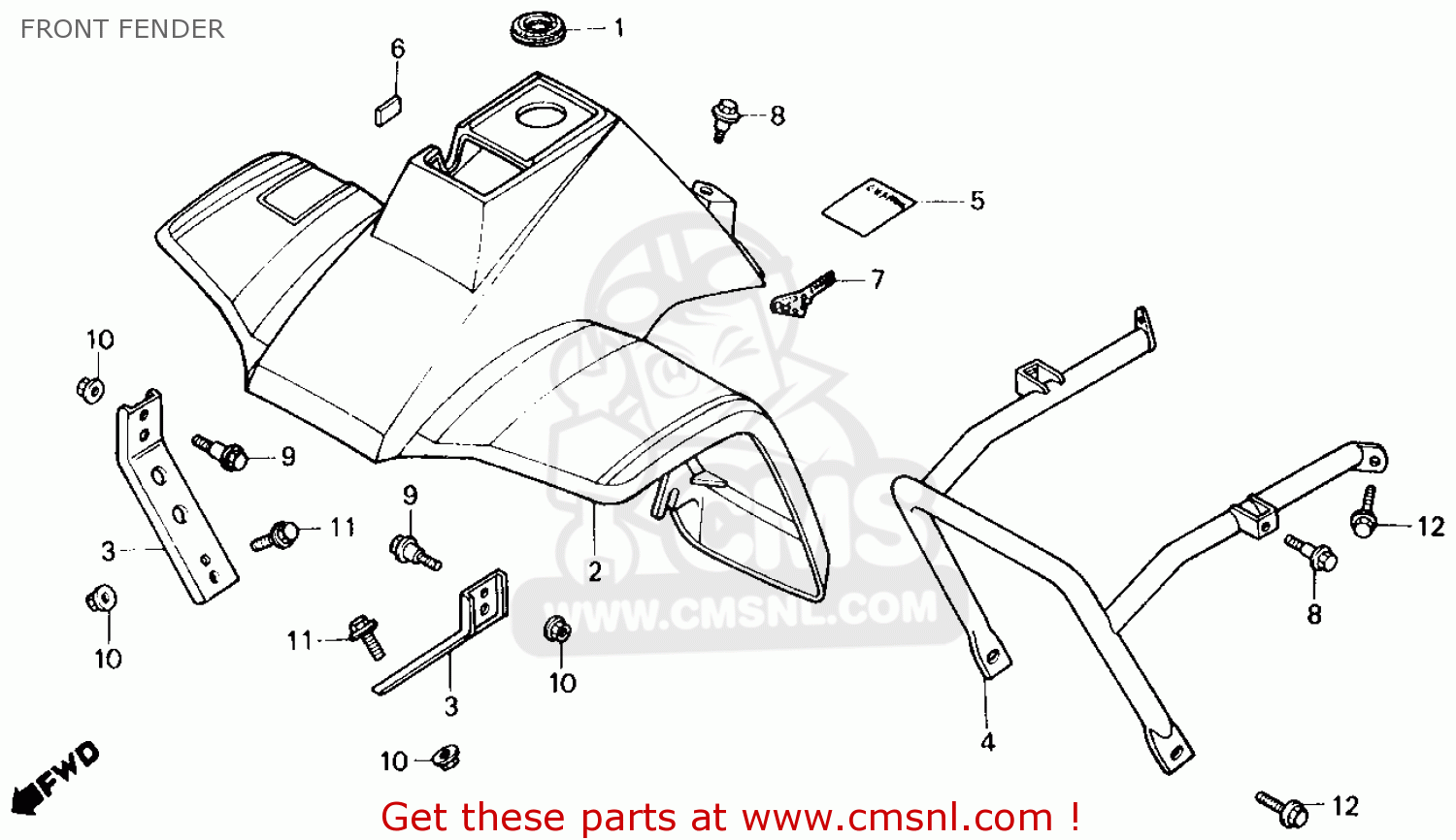 Honda TRX70 FOURTRAX 70 1986 (G) USA FRONT FENDER buy FRONT FENDER