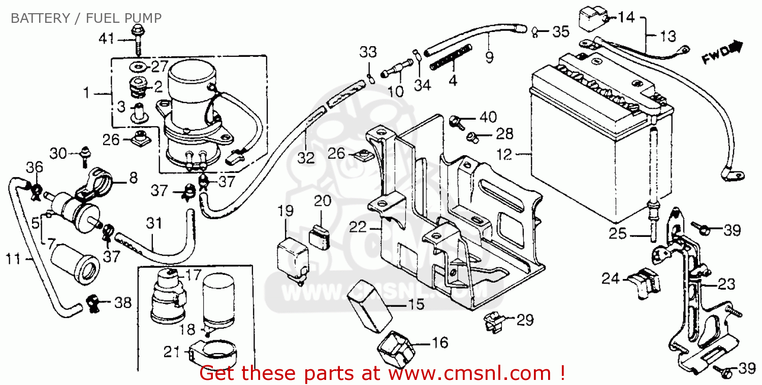 Honda VF1100C MAGNA 1983 (D) USA BATTERY / FUEL PUMP - buy ... starter wiring schematic for kawasaki mule 610 