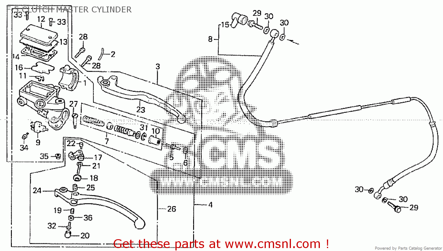 Honda VF1100C MAGNA 1984 (E) F5 CLUTCH MASTER CYLINDER buy F5 CLUTCH MASTER CYLINDER spares