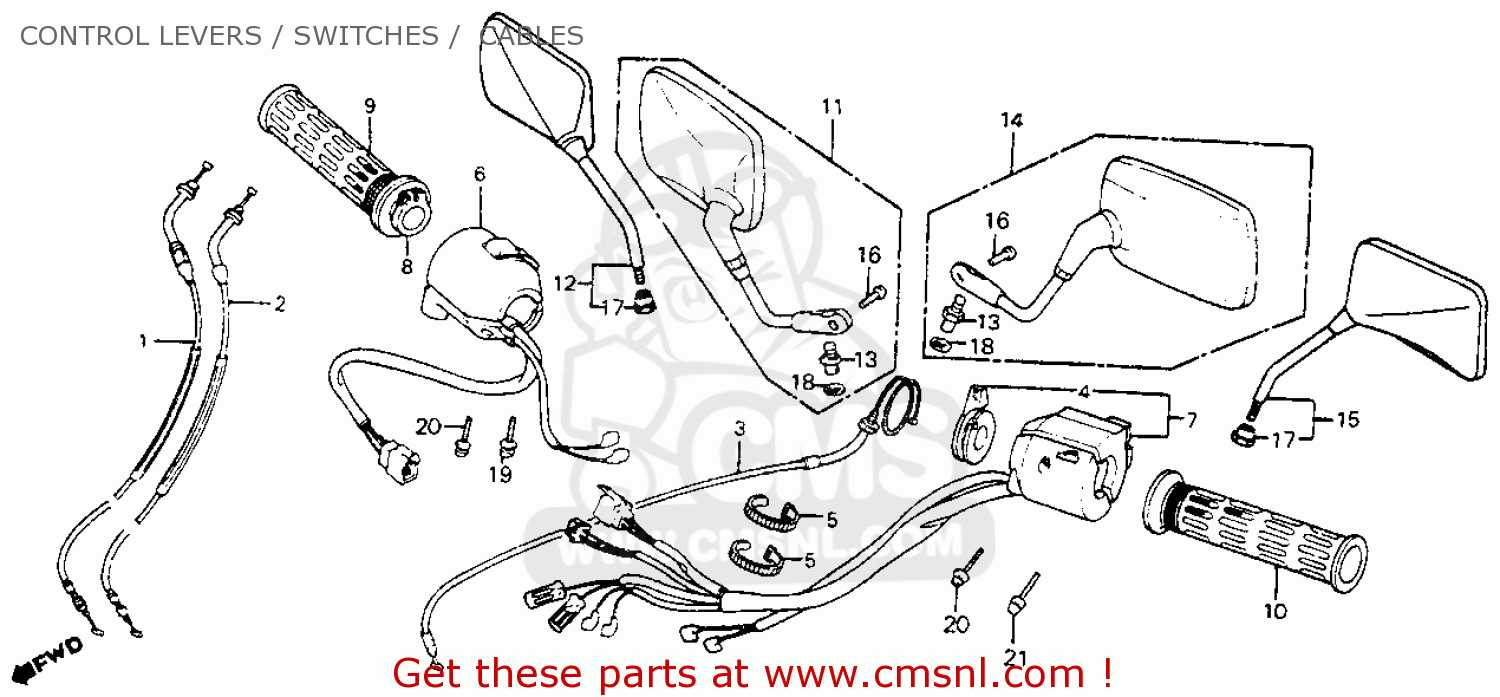 Honda VF700F INTERCEPTOR 1984 (E) USA CALIFORNIA CONTROL LEVERS