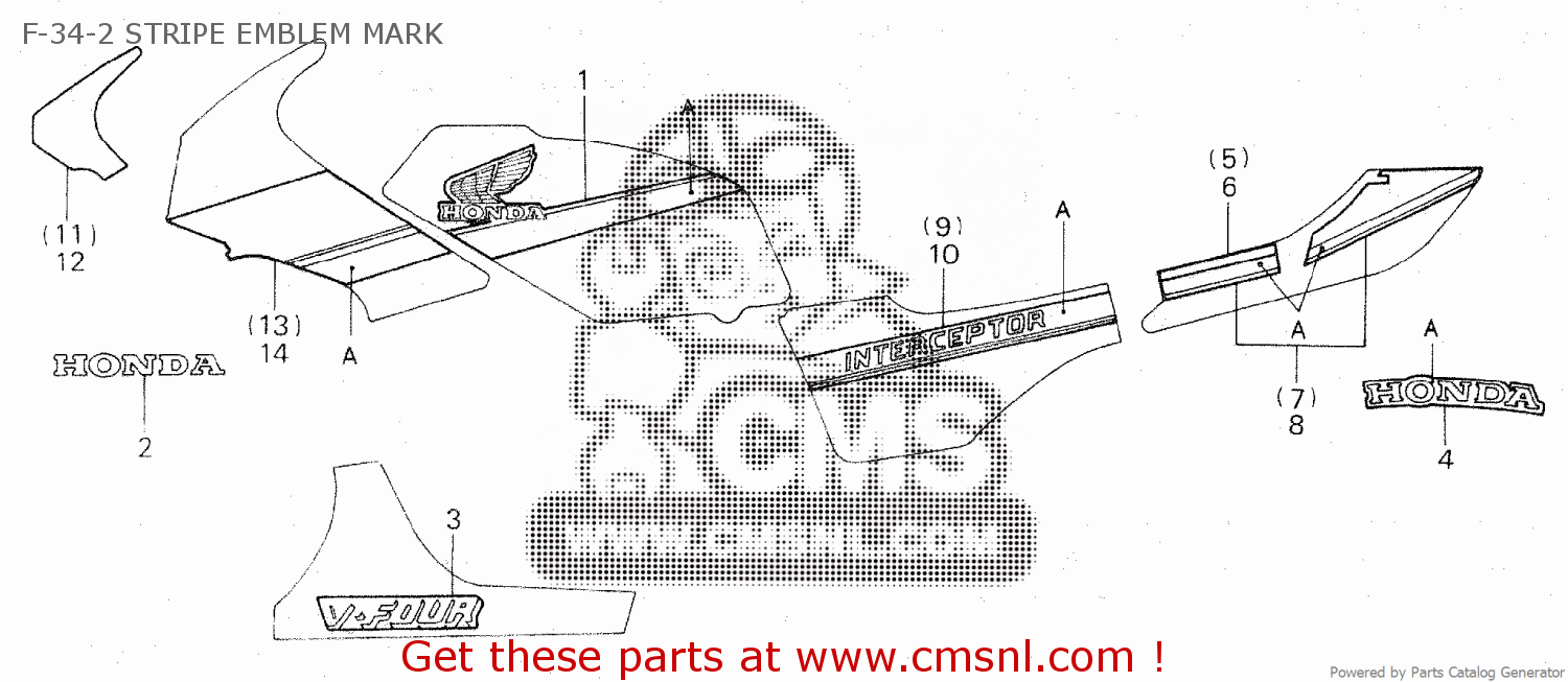 Honda VF750F INTERCEPTOR 1985 (F) F-34-2 STRIPE EMBLEM MARK - buy F-34 ...