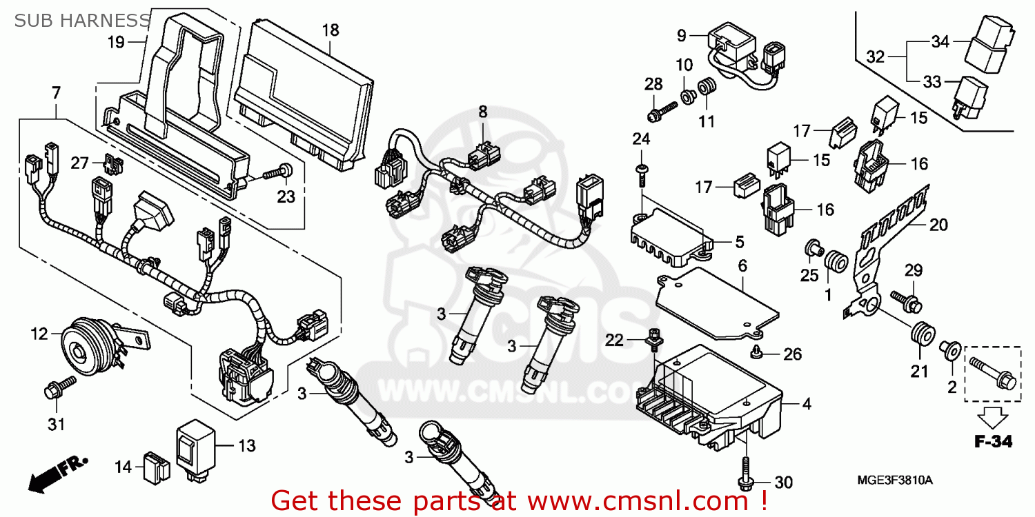 Honda VFR1200FD 2011 (B) EUROPEAN DIRECT SALES SUB HARNESS - buy SUB