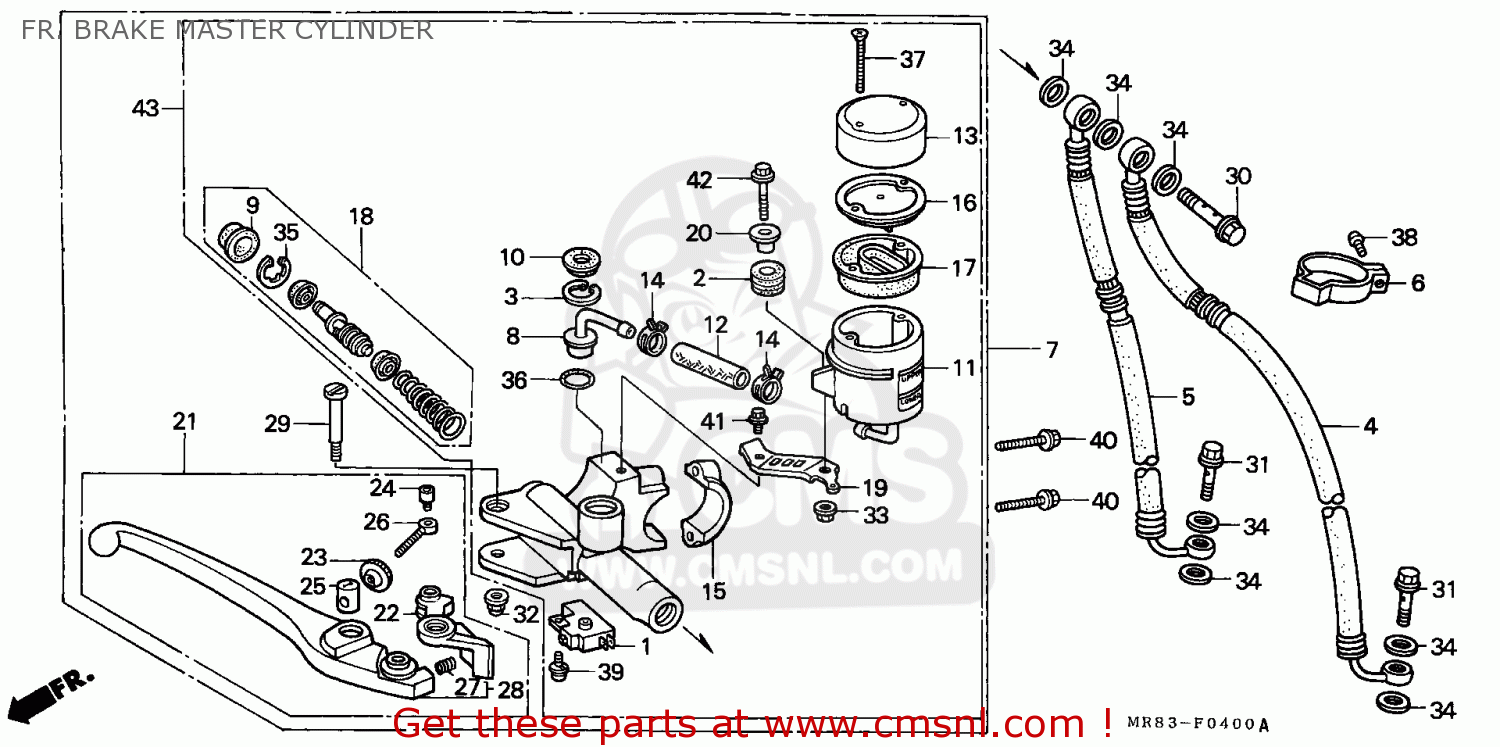 Honda VFR400R3 1991 (M) ENGLAND FR. BRAKE MASTER CYLINDER buy FR