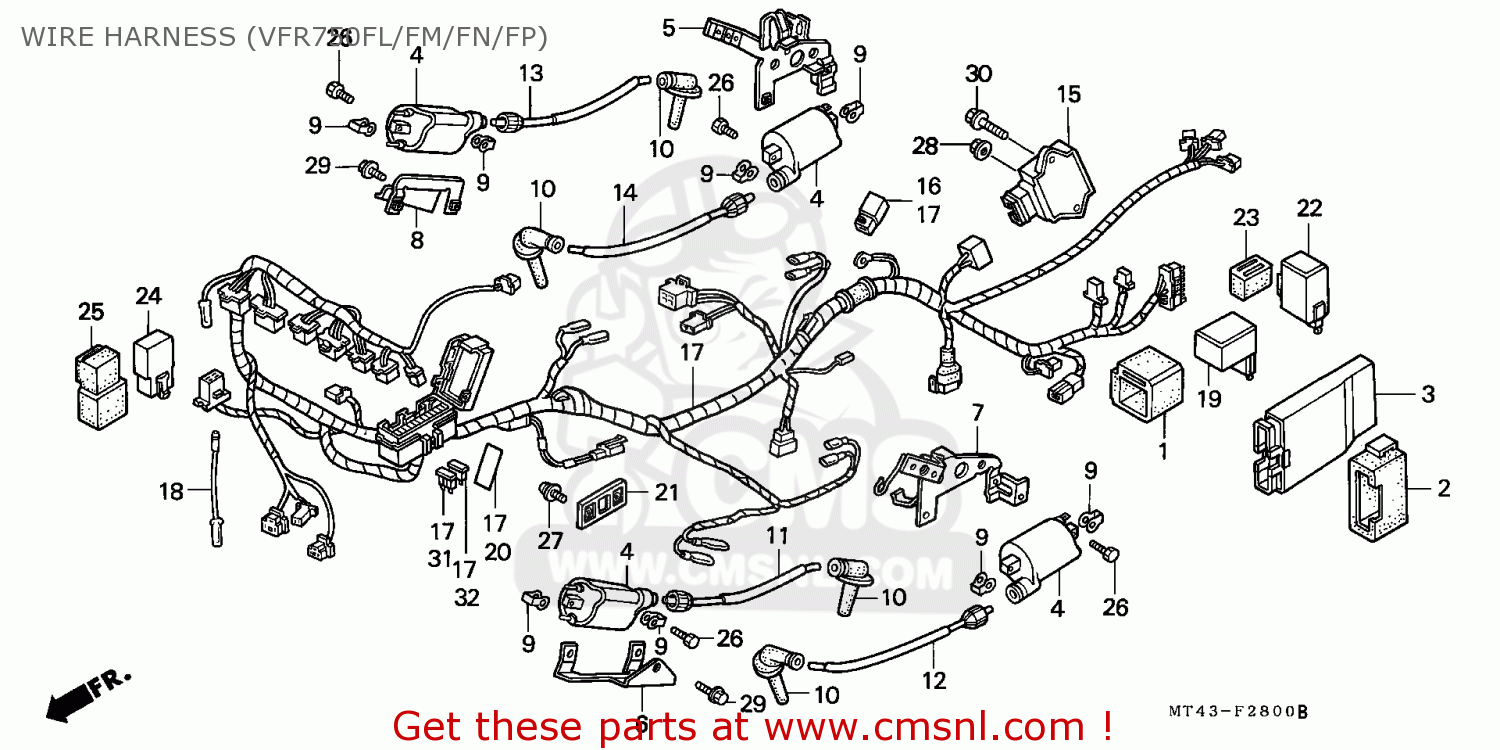 Honda VFR750F 1990 (L) ENGLAND WIRE HARNESS (VFR750FL/FM/FN/FP) - buy