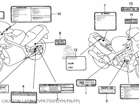 Honda VFR750F 1993 (P) GERMANY parts lists and schematics
