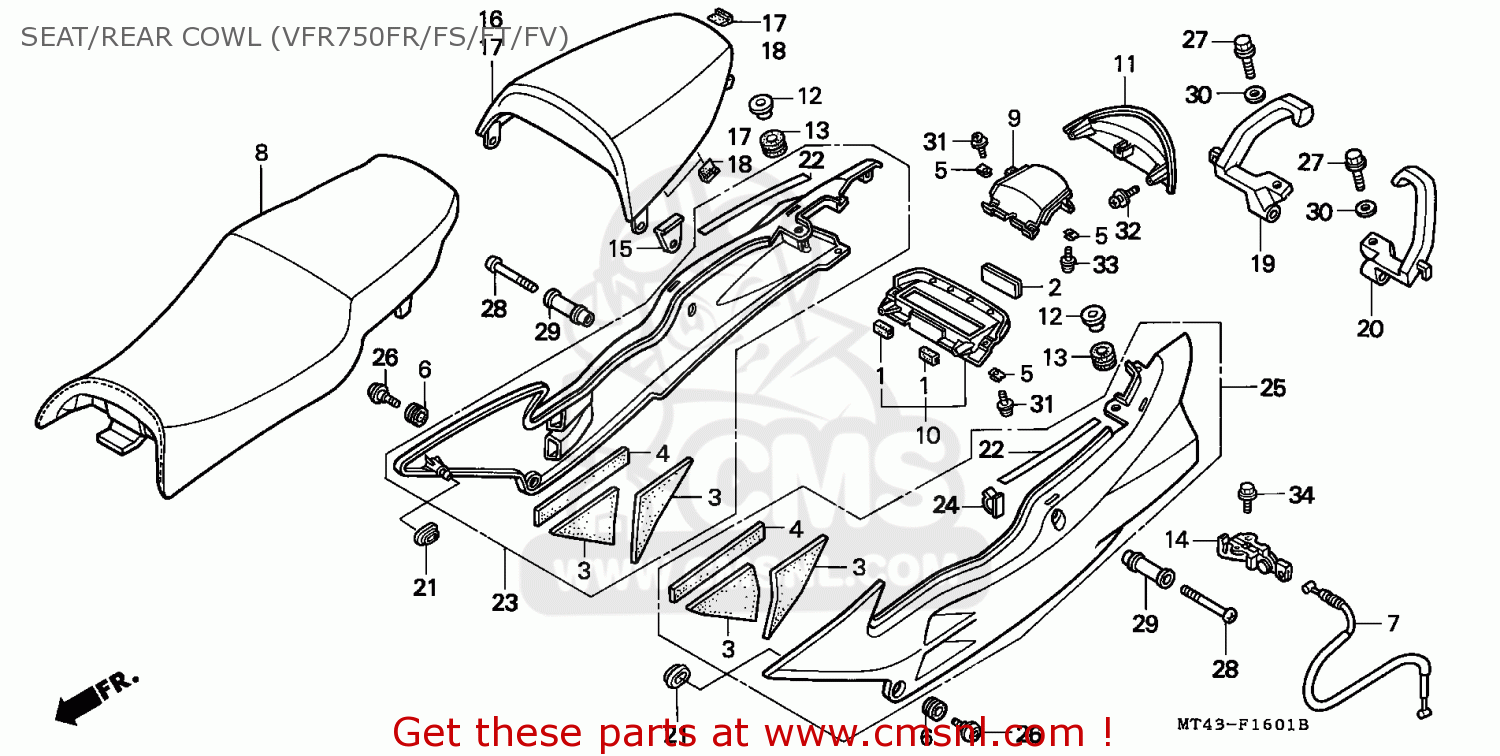Honda VFR750F 1994 (R) EUROPEAN DIRECT SALES SEAT/REAR COWL (VFR750FR