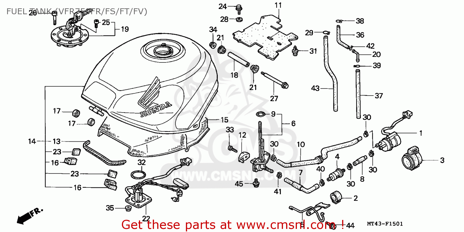 Honda Vfr750f 1994 (r) Italy Fuel Tank (vfr750fr/fs/ft/fv) schematic