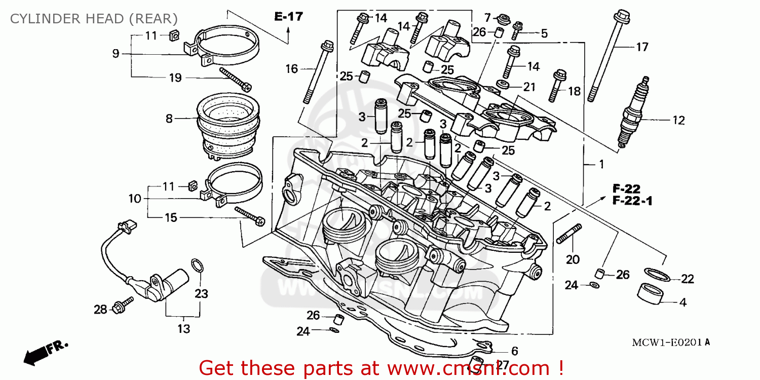 Honda VFR800 2002 (2) ENGLAND CYLINDER HEAD (REAR) - buy CYLINDER HEAD ...