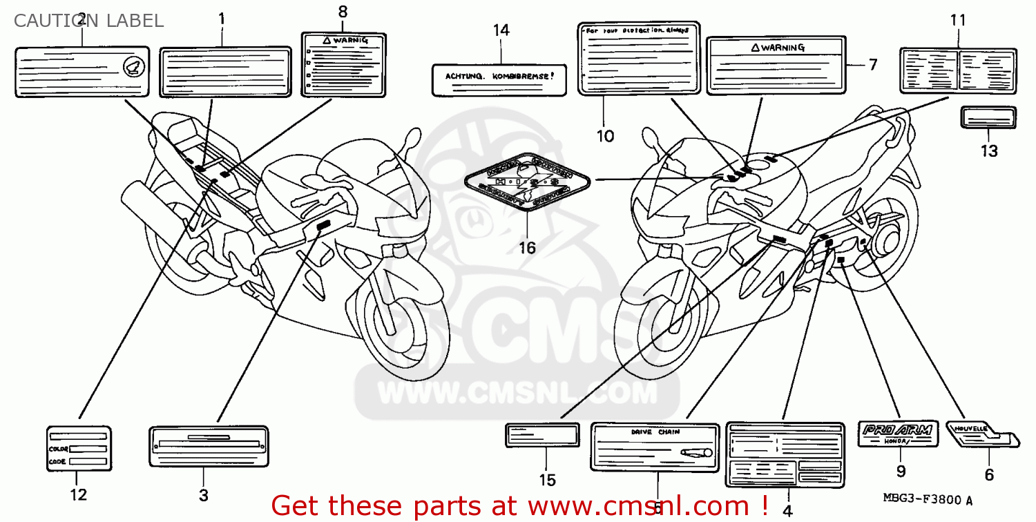 Honda Vfr800fi 1999 X France Caution Label Buy Caution Label Spares