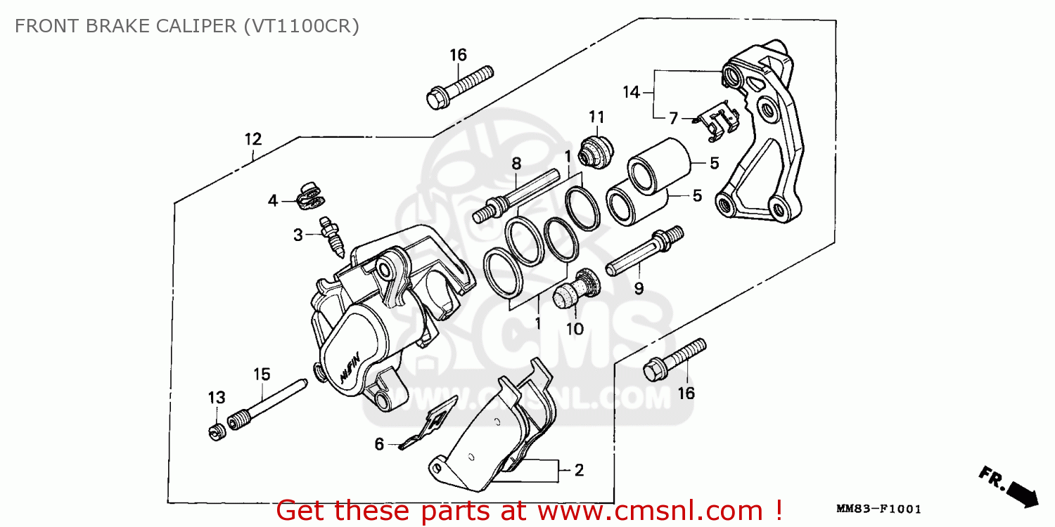 Honda VT1100C SHADOW 1994 (R) CANADA / KPH FRONT BRAKE CALIPER ...