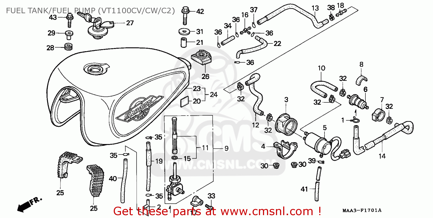 Honda VT1100C2 SHADOW 1995 (S) EUROPEAN DIRECT SALES FUEL TANK/FUEL