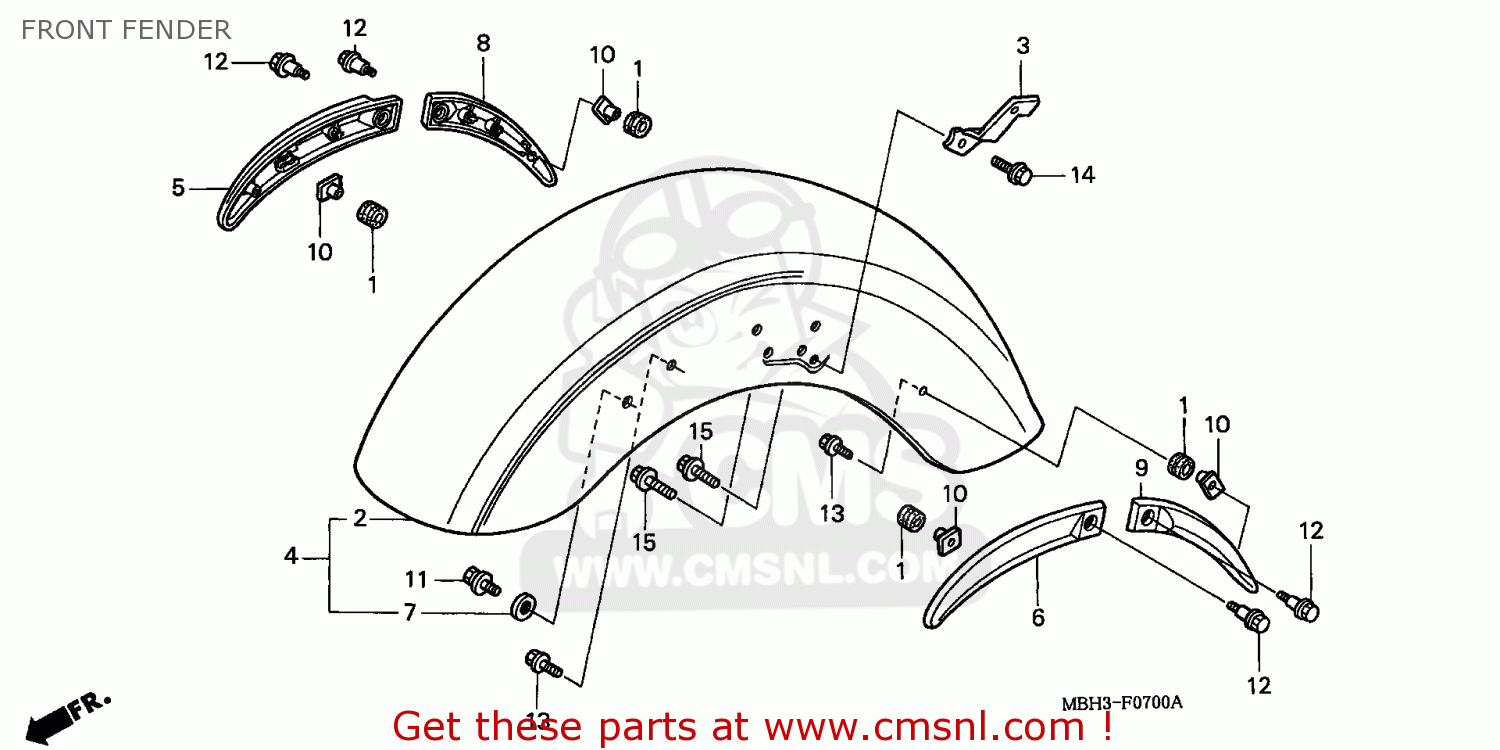 Honda Vt1100c3 Shadow Aero 1999 (x) European Direct Sales Front Fender 