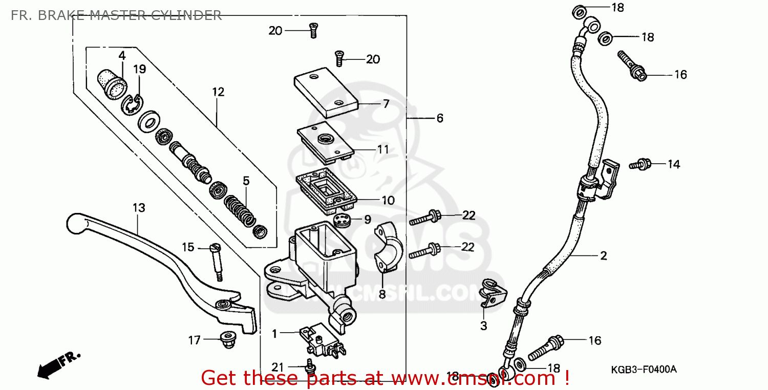 Honda VT125C SHADOW 1999 (X) ENGLAND / KMH FR. BRAKE MASTER CYLINDER ...