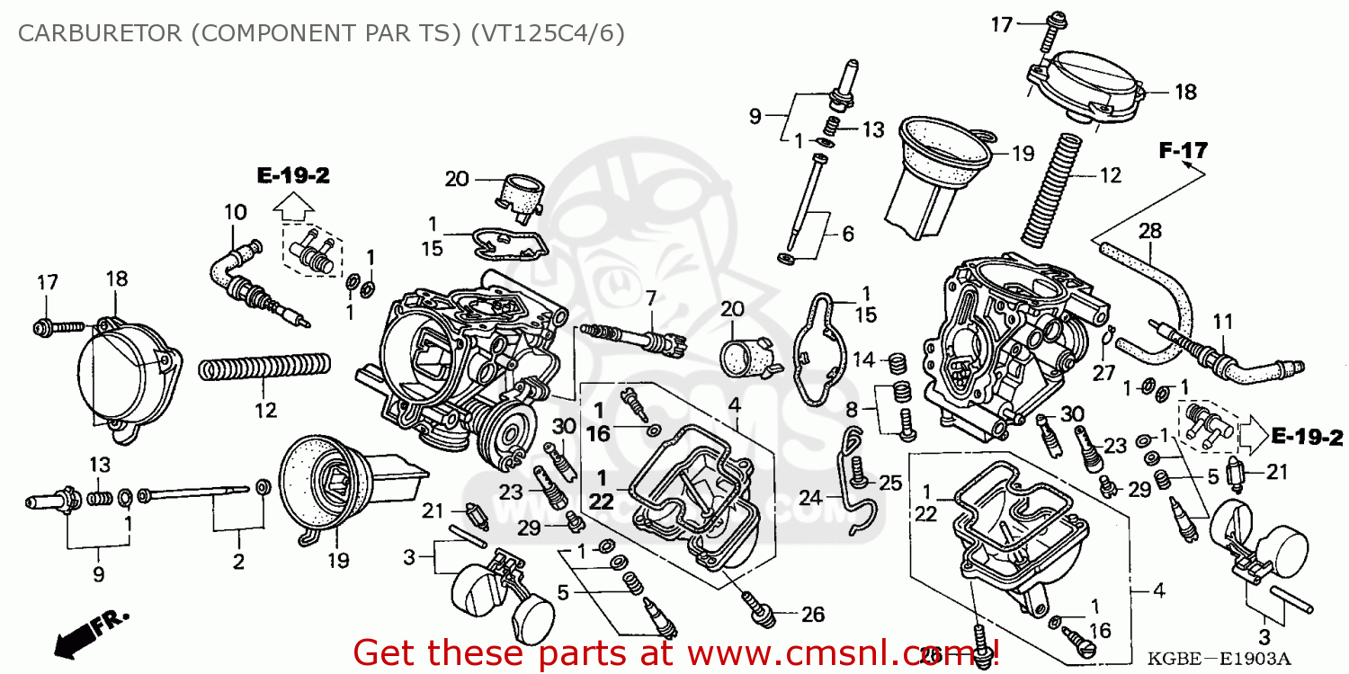 Honda VT125C SHADOW 2004 (4) ENGLAND / MKH CARBURETOR (COMPONENT PAR TS ...