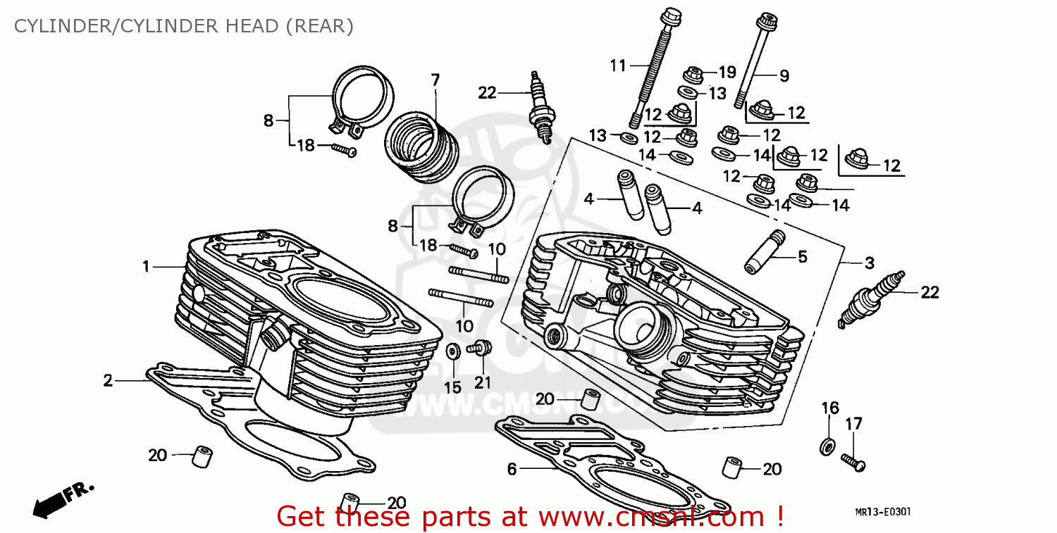 Honda VT600C SHADOW 1992 (N) ITALY / KPH CYLINDER/CYLINDER HEAD (REAR ...