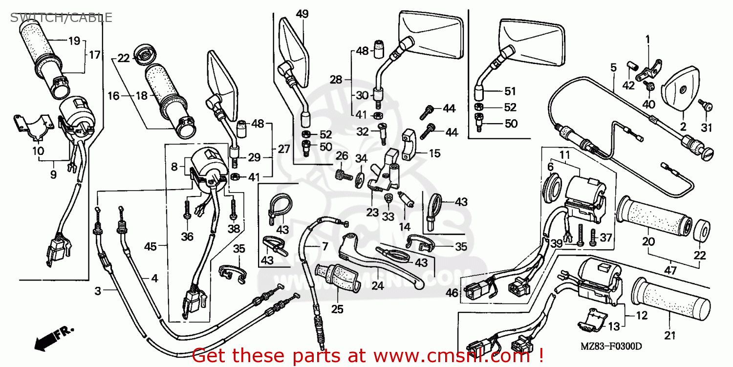 Honda VT600C SHADOW 1995 (S) AUSTRIA / KPH SWITCH/CABLE - buy SWITCH