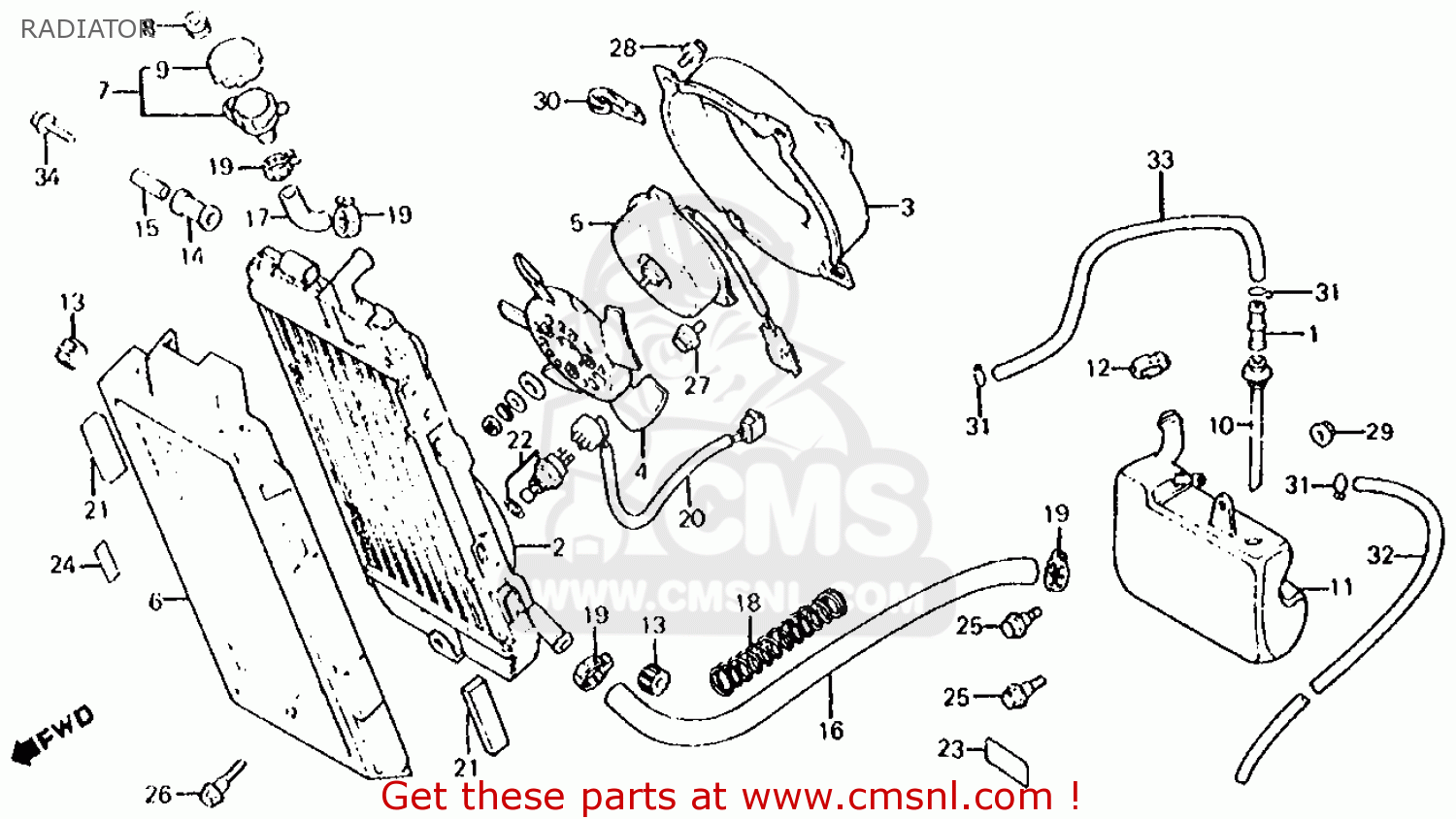 Honda Vt750c Shadow 750 1983 Usa Radiator - schematic partsfiche