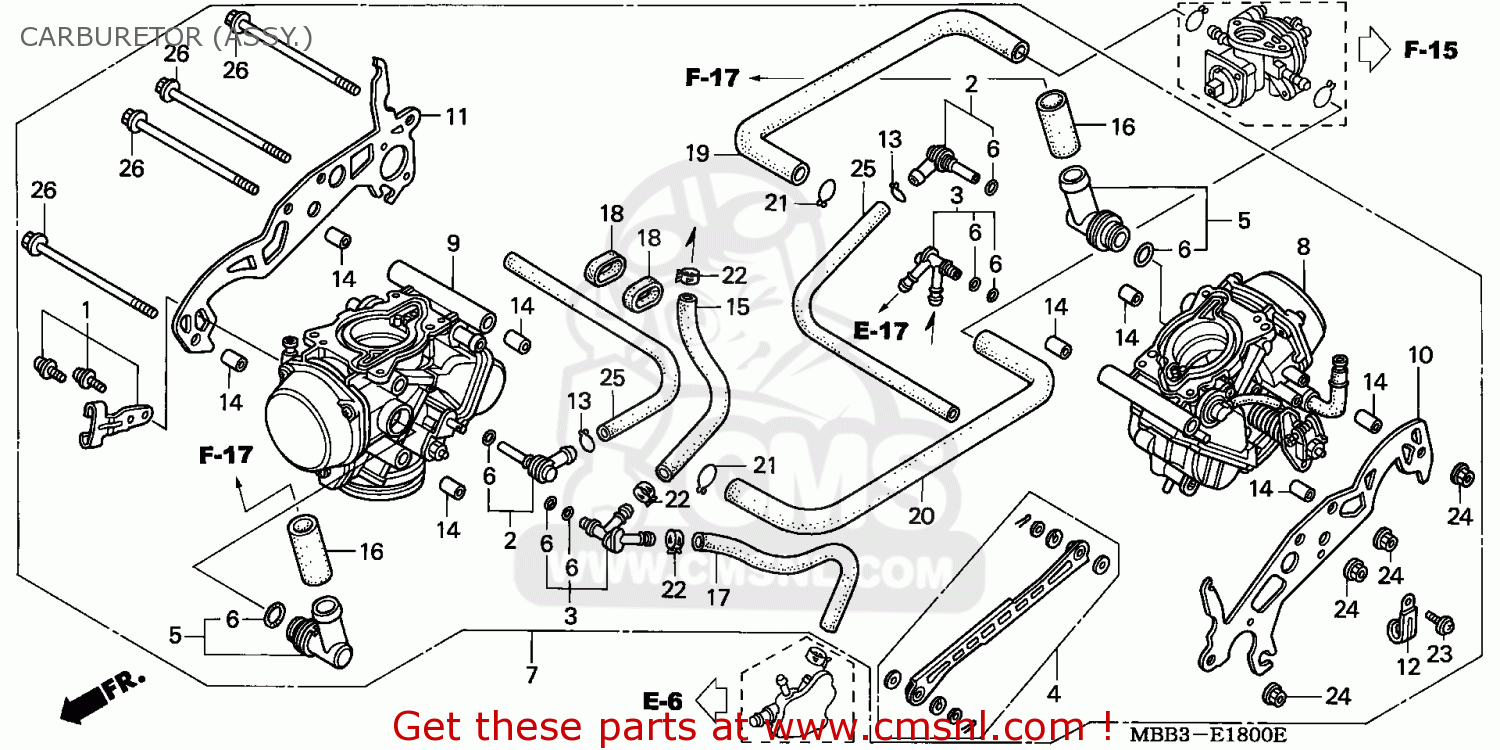 Honda VTR1000F FIRESTORM 2003 (3) ENGLAND / TYPE 4 ASV CARBURETOR (ASSY