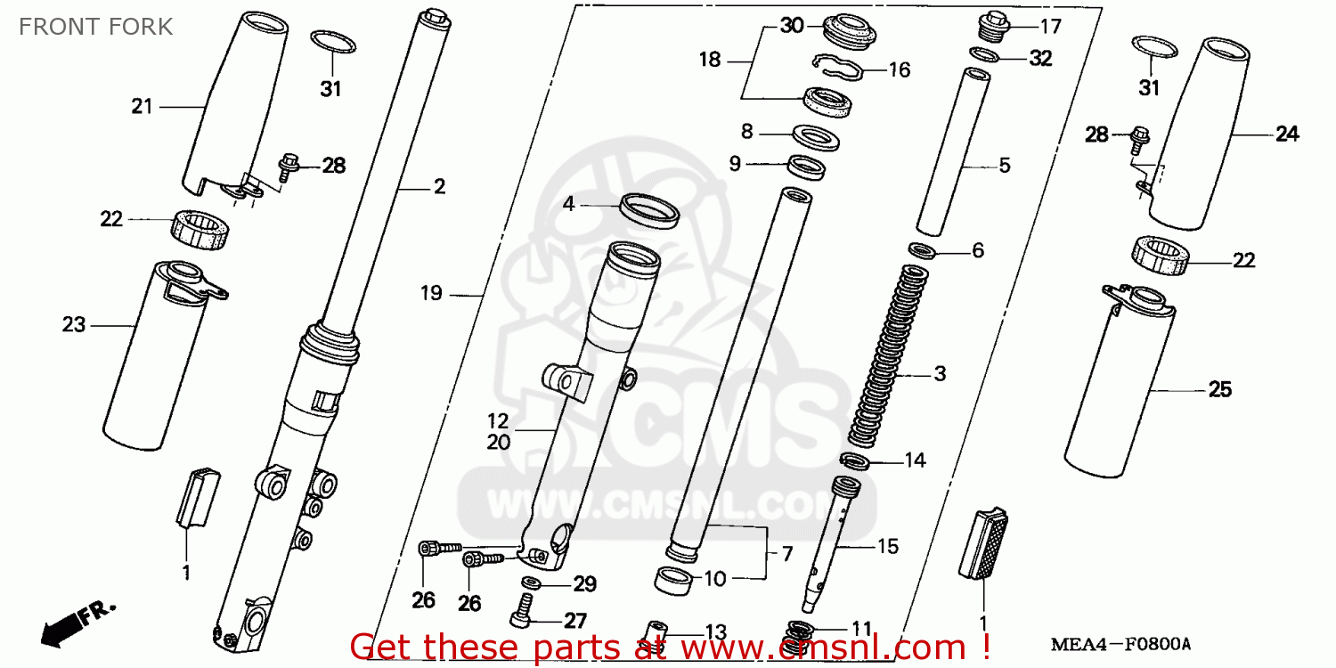 Honda VTX1300S 2005 (5) ENGLAND FRONT FORK buy FRONT FORK spares online