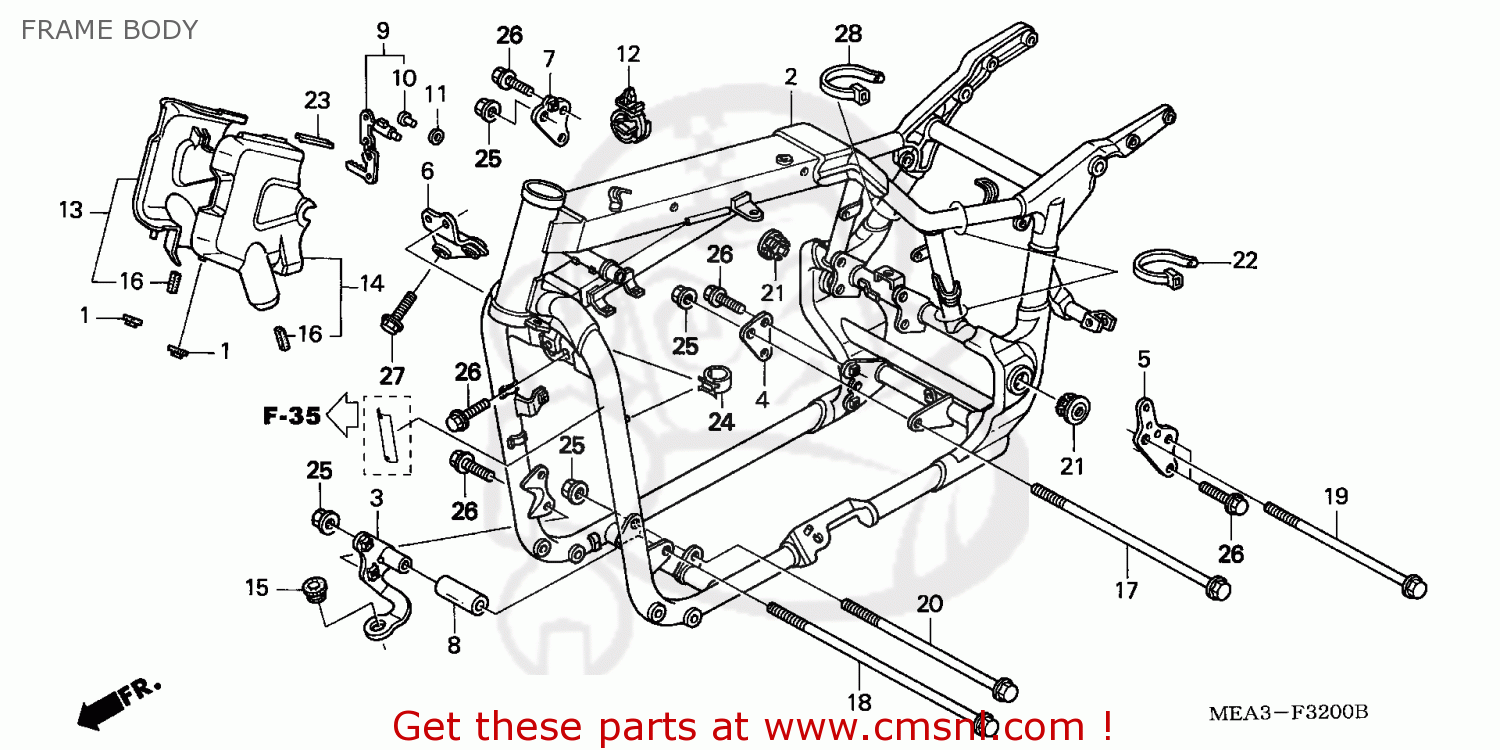 Honda VTX1300S 2007 (7) ENGLAND FRAME BODY buy FRAME BODY spares online