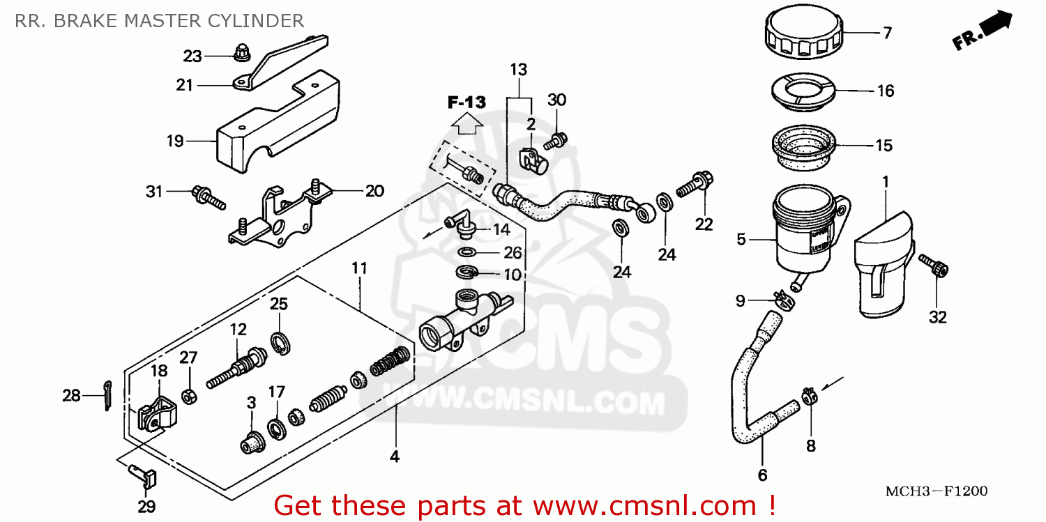 Honda VTX1800C 2002 (2) CANADA RR. BRAKE MASTER CYLINDER buy RR