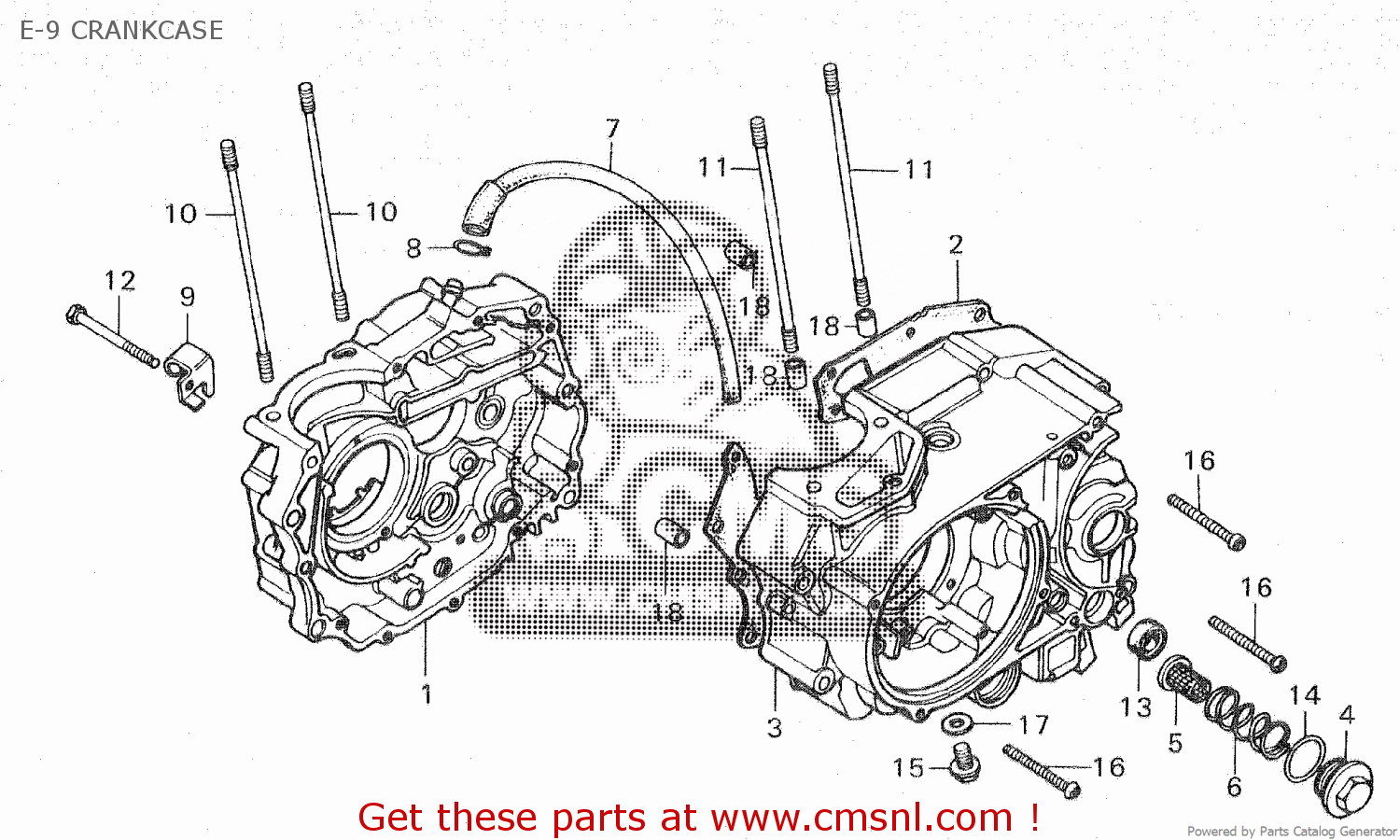 Honda XL125K2 U.S.A E9 CRANKCASE buy E9 CRANKCASE spares online