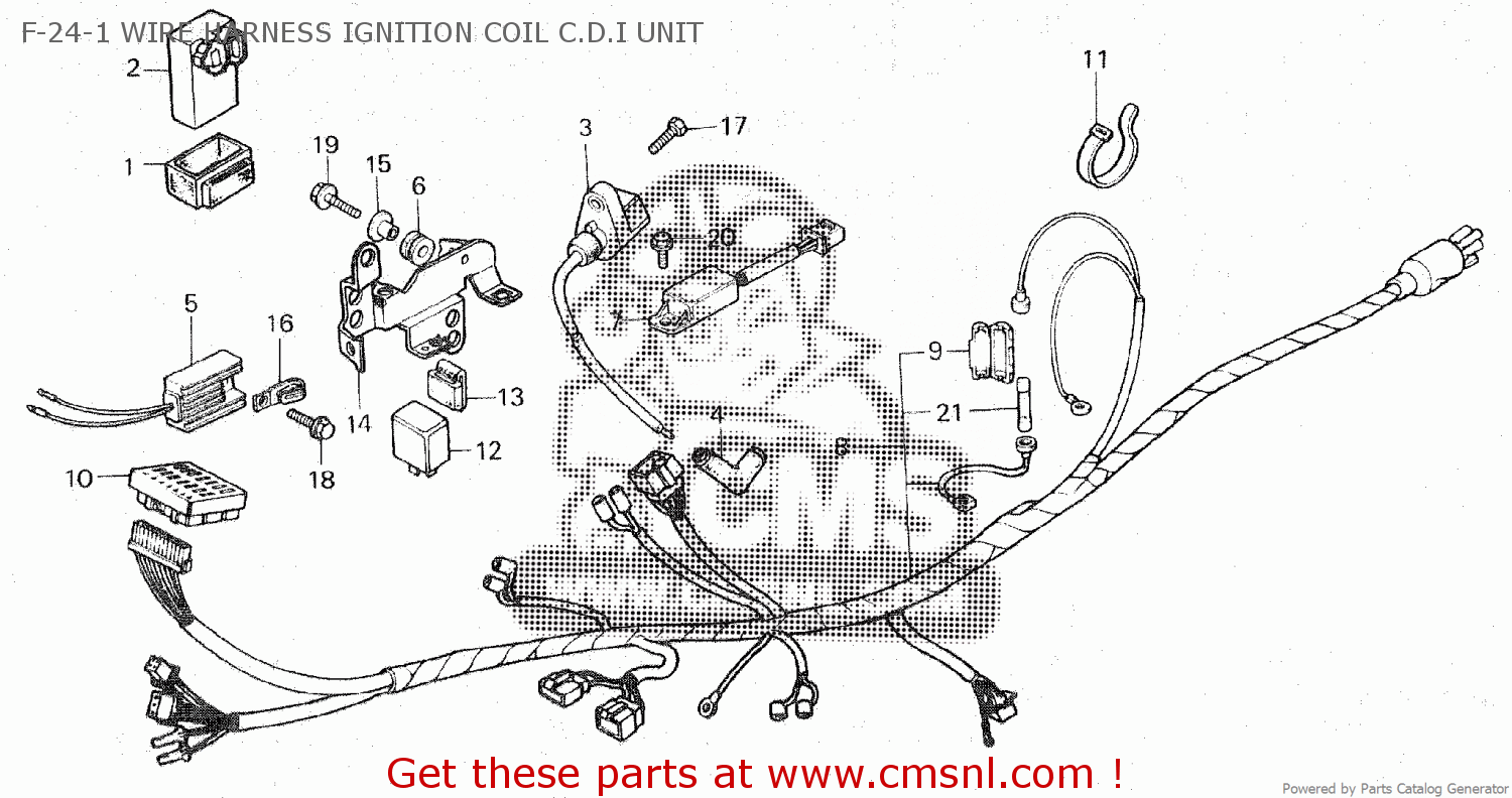 Honda XL125R 1985 (F) F-24-1 WIRE HARNESS IGNITION COIL C.D.I UNIT ...