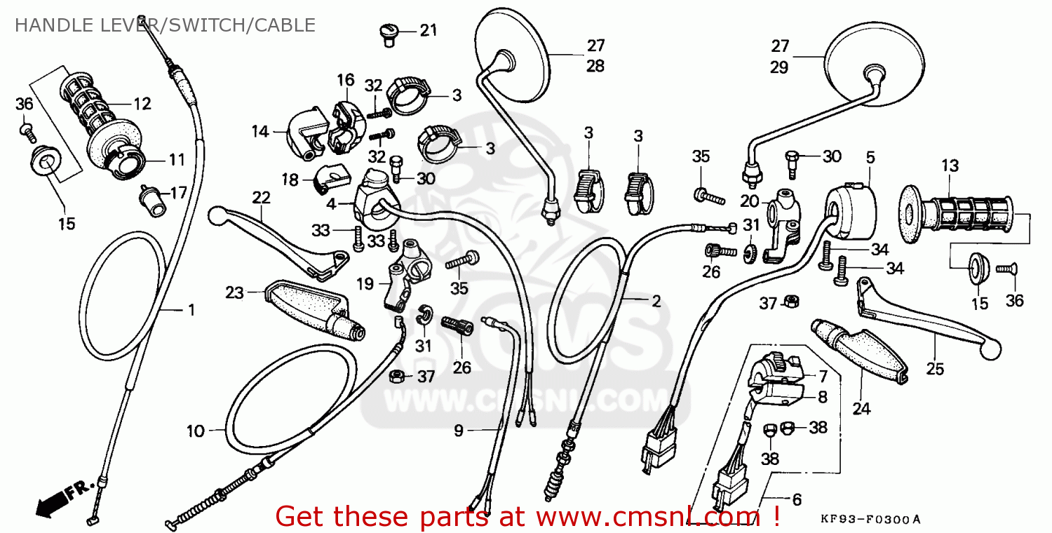 Honda XL185S 1987 (H) AUSTRALIA HANDLE LEVER/SWITCH/CABLE - buy HANDLE ...