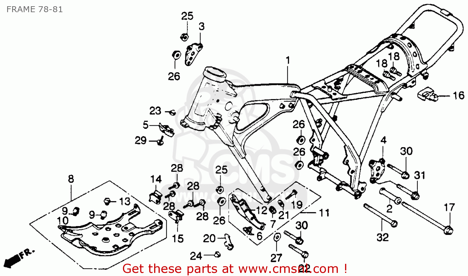 Honda Xl250s 1980 (a) Usa Frame 78-81 - schematic partsfiche