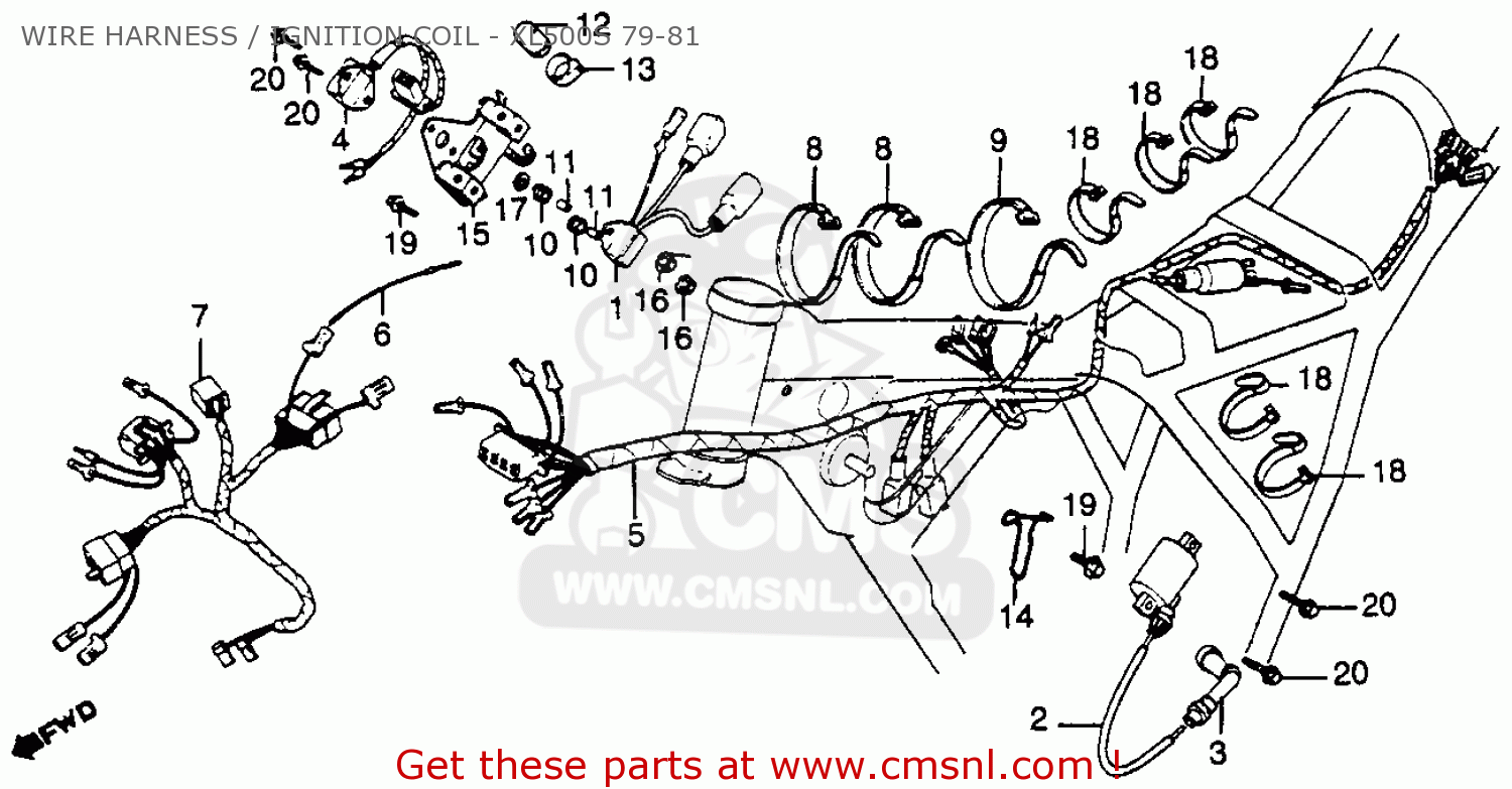 Honda XL500S 1980 (A) USA WIRE HARNESS / IGNITION COIL ... 6 wire rectifier wiring diagram 