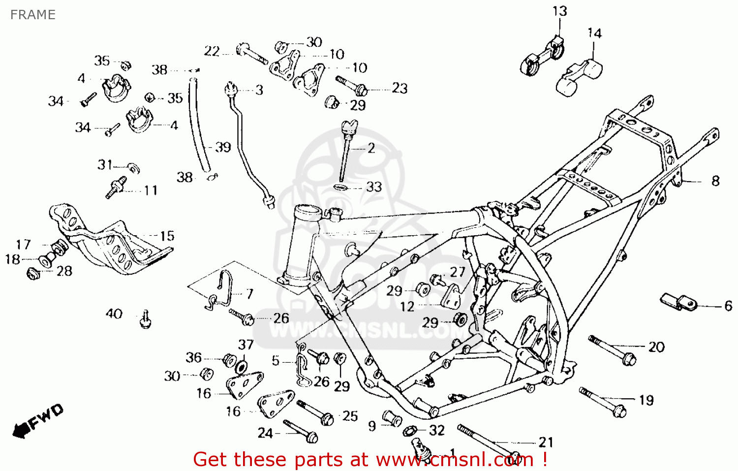 Honda Xl600r 1983 (d) Usa Frame - schematic partsfiche