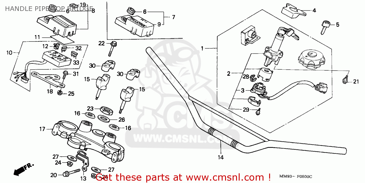 Honda XL600V TRANSALP 1994 (R) GERMANY HANDLE PIPE/TOP BRIDGE - buy ...