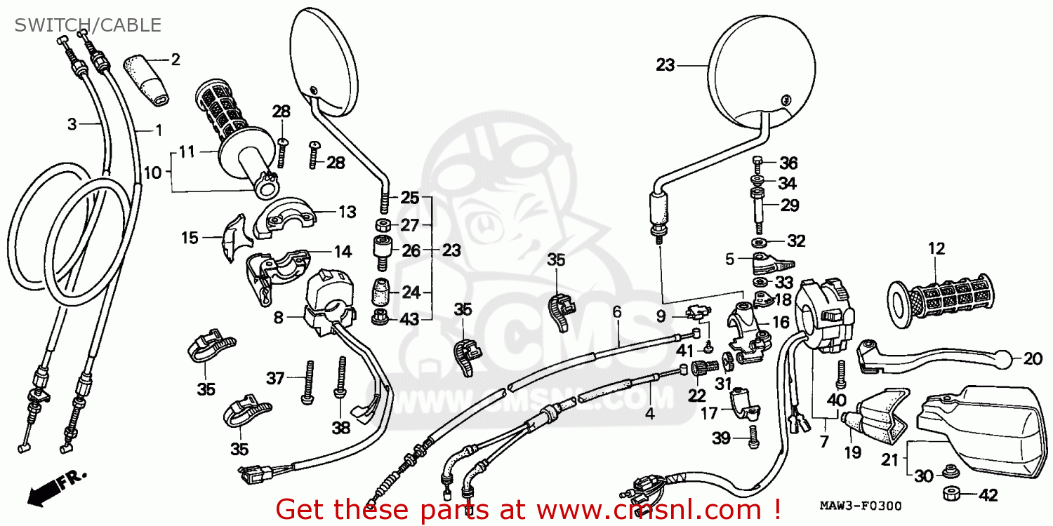 Honda XL600V TRANSALP 1996 (T) GERMANY / KPH 34P SWITCH/CABLE - buy